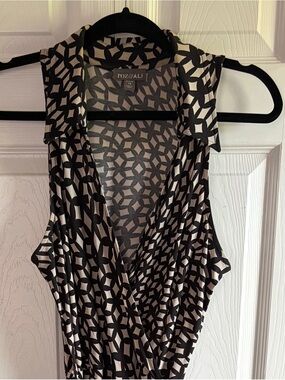 Roz & Ali Black and Cream Geometric Wrap Maxi Dress